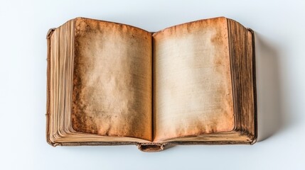 Open Vintage Book with Blank Pages on Light Background Ideal for Text, Quotes, or Design Elements in Creative Projects and Inviting Literary Themes