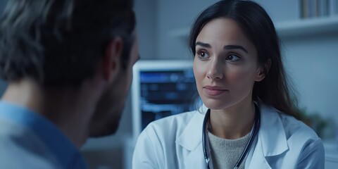 Fototapeta premium Ear specialist with medical equipment, consulting with a patient.