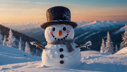 Obraz premium Beautiful Funny Snowmen made of Snow