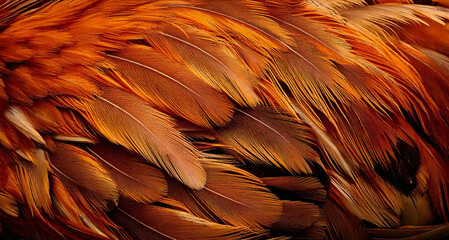 Fototapeta premium Close-up of the Chicken feathers pattern with a creative abstract texture, top down view.