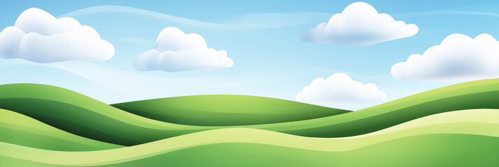 Obraz premium Serene rolling hills and blue sky with white clouds