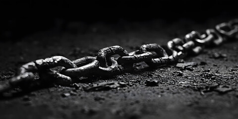 Corrente quebrada simbólica representando a conscientização sobre o tráfico humano.