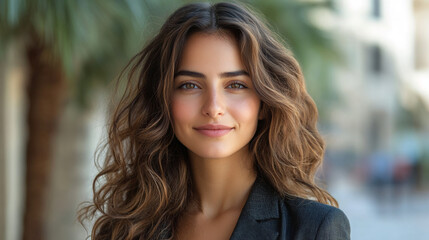 Obraz premium Professional Business Woman in Suit with Soft Focus Background