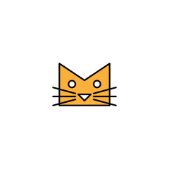 Fototapeta premium Flat Cat Logo desaign vector with line art concept for a logo icon or mascot in black and yellow color