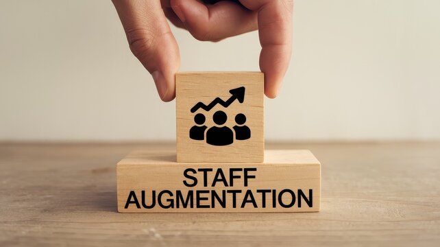 The image depicts the concept of staff augmentation showcasing the importance of building a strong and capable workforce to drive organizational growth and success