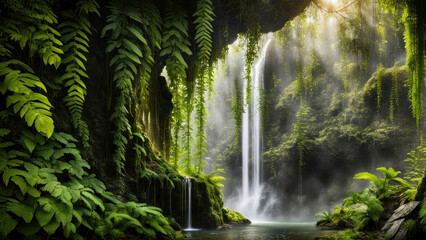 Fototapeta premium Enchanting Waterfall Oasis