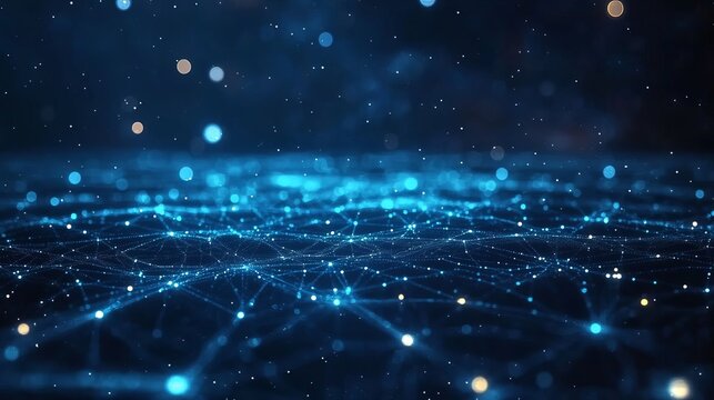  Blue wavy lines, the blue wavy line in the style of dotted, 3d space, abstract blue lights, streamlined design, rhythmic lines, lens flare, stock photo, backlight, a sense of the future, quantum mech