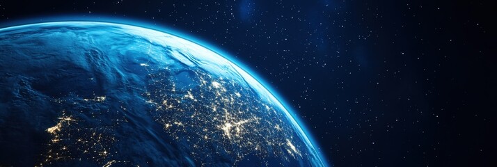 Obraz premium Space Colony. Exploring a New Blue World for a Future Human Habitat