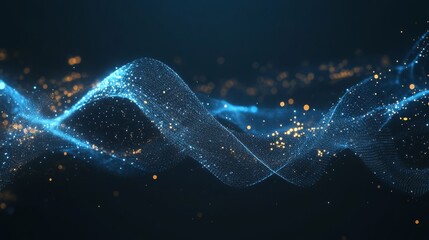  Blue wavy lines, the blue wavy line in the style of dotted, 3d space, abstract blue lights, streamlined design, rhythmic lines, lens flare, stock photo, backlight, a sense of the future, quantum mech