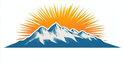 Obraz premium Simple vector illustration of mountains in a stylized design, suitable for use in logos and promotional materials.