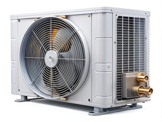 Air Conditioner Compressor Isolated, Panoramic, Clipping Path, White Background