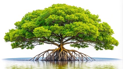Avicennia Marina Mangrove Tree Side View - Isolated Background Photo