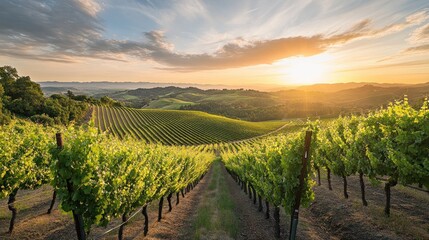 Vineyard at Sunset