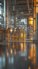 A Modern Factory Interior Showcasing a Bright and Transparent Production Environment, Perfect for Promoting Advanced Manufacturing Capabilities and Efficient Management. This 3D Render Features a Clea