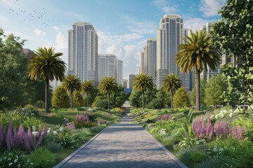 Fototapeta premium A beautiful view of a park in the heart of the city.