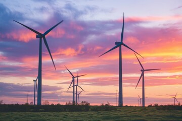 Wind turbines represent a concept of clean and renewable energy.