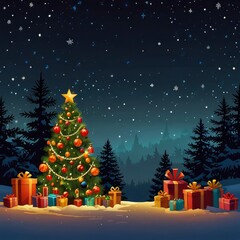 Obraz premium Christmas house with Christmas tree