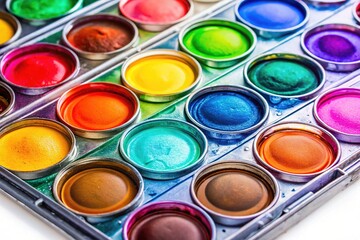 Fototapeta premium Watercolor Paint Set Macro Photography PNG Background