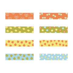 Collection set of washi tape scrapbook stripes, sticky label tags and decorative scotch strip paper sticker tape, icon banner flat design vector illustration design