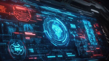 Obraz premium Futuristic Glowing Data Interface with Secure Visualization