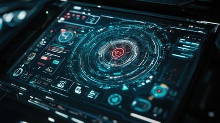 Obraz premium High-Tech Interface Close-Up with Futuristic Design