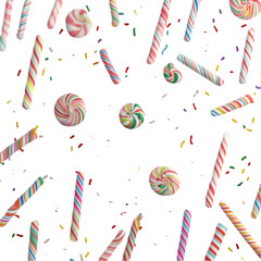 colorful candies isolated on white background. PNG cutout.