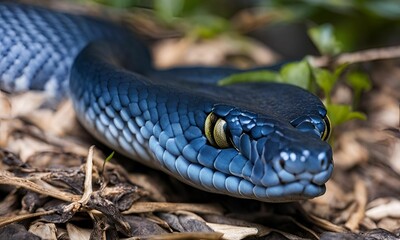 Obraz premium Blue viper snake closeup face