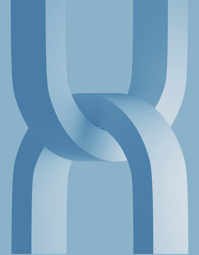 3D render of abstract Interlocked blue shapes