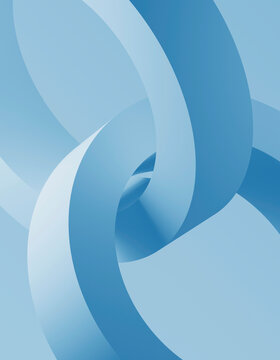 3D rendering of abstract Interlocked rings over blue background