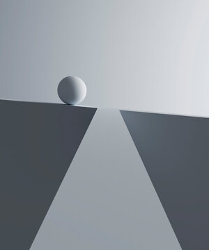 Gray colored abstract alphabet T with 3D sphere at edge