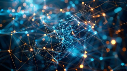 A digital representation of interconnected nodes and lines, symbolizing networks and data flow.