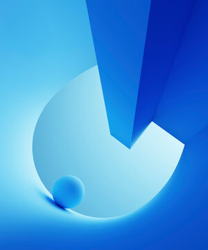 Blue colored abstract alphabet G with 3D sphere