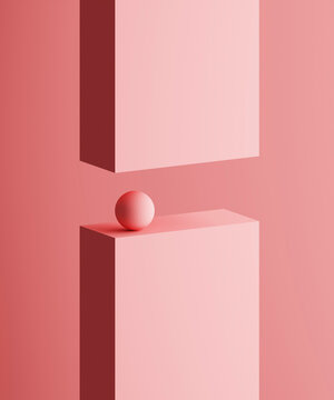 Pink colored abstract alphabet H with 3D sphere