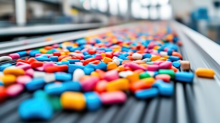 Recycling efficiency marked on plastic waste sorting conveyor