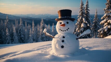 Obraz premium Beautiful Snowmen Made of Snow