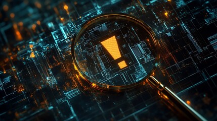 Magnifying Glass Reveals Digital Warning Alert System