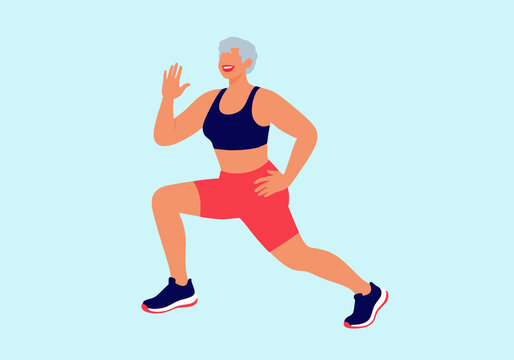 Happy woman running against turquoise background
