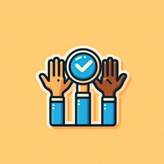 Obraz premium hand up icon illustration sticker, ai