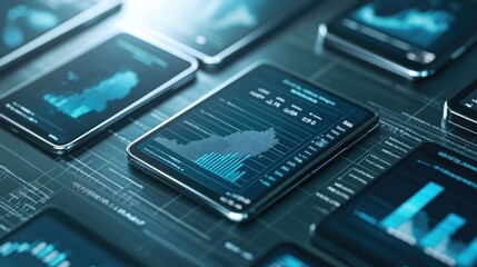 Fototapeta premium Modern Smartphones Displaying Data and Analytics
