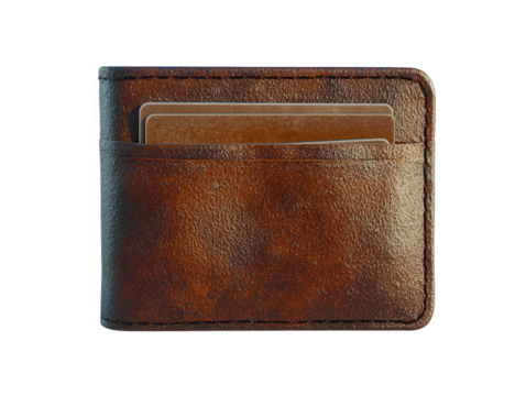 Leather wallet with credit cards.   PNG transparent.