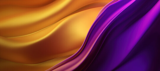 Obraz premium glowing waves of gold and purple cloth background, fabric, luxurious 3