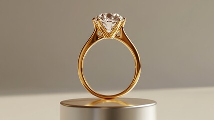 Elegant Gold Ring With A Sparkling Diamond Center Stone