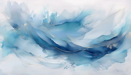 Obraz premium 優美な青色の絵の具の抽象画