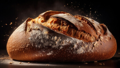 Artfully Displayed Bread on a Black Background: A Captivating Visual Feast for Food Lovers