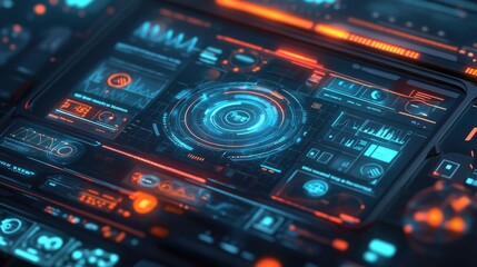 Obraz premium Futuristic Graphs in High-Resolution Digital Interface