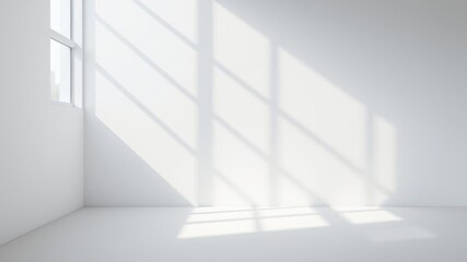 Fototapeta premium Realistic shadow effect on a blank white canvas background, natural light, conceptual