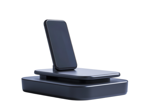 Contactless payment with a smartphone over POS terminal, isolated on a white background.  PNG transparent.