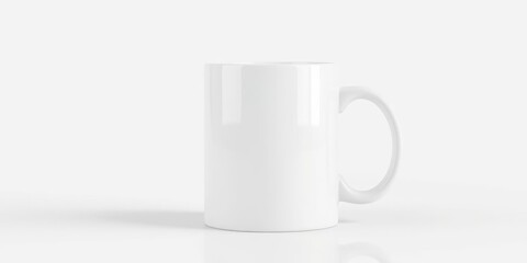 Obraz premium White ceramic mug mockup with clean design and handle, perfect for showcasing logos or designs, product, showcase
