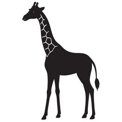 Fototapeta premium A giraffe black and white linocut vector