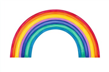 Fototapeta premium A striking rainbow painted over a bright white canvas evokes joy and creativity.